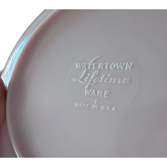 Vintage MCM Watertown Lifetime WARE Saucer Set 6 Blue Pink Yellow White Retro - Picture 3 of 7